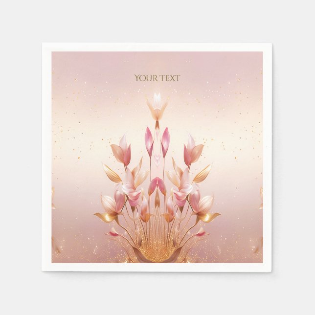 Guardanapo De Papel Ouro Rosa Deixa Napkins Floral (Frente)