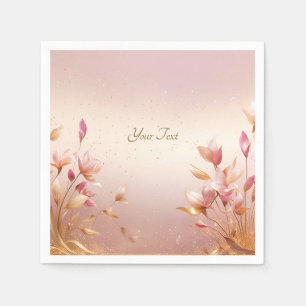 Guardanapo De Papel Ouro Rosa Deixa Napkins Floral