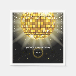 Guardanapo De Papel Ouro Shiny Disco Ball Black Aniversário