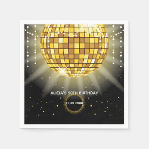 Guardanapo De Papel Ouro Shiny Disco Ball Black Aniversário