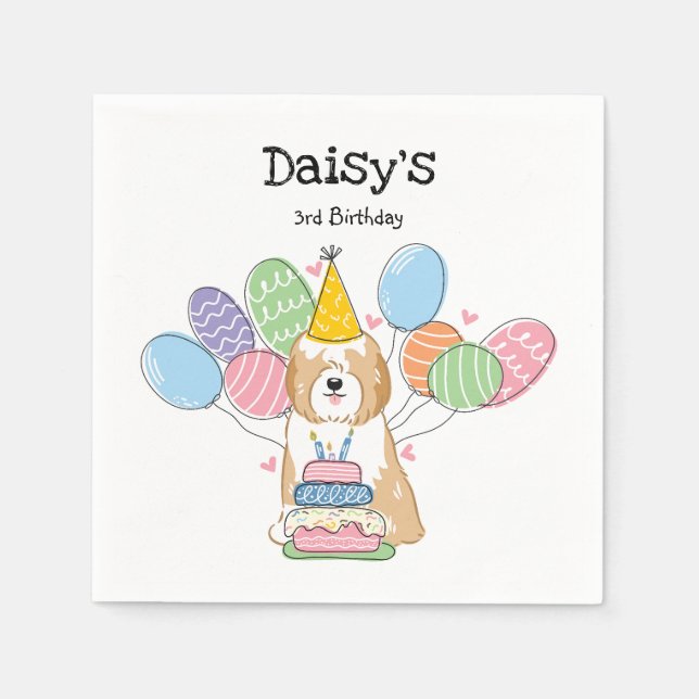 Guardanapo De Papel Ouro Tibetano - Terrier Birthday Paper Napkins (Frente)