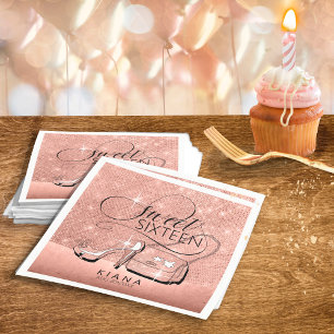 Guardanapo De Papel Ouro V2 ID675 cor-de-rosa do doce 16 do brilho e