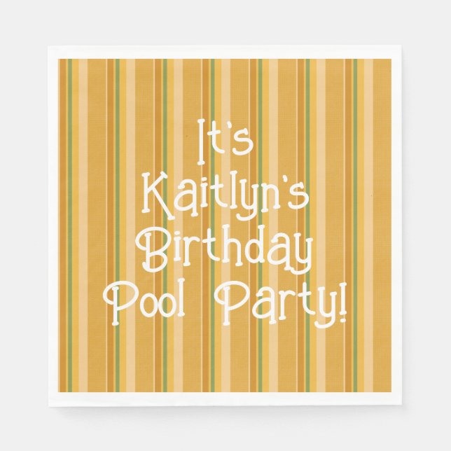 Guardanapo De Papel Ouro Yellow Orange Green Rust Stripe (Frente)