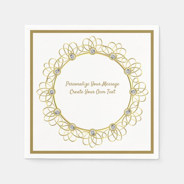 Guardanapo De Papel Ouros Dourados Elegantes de Fronteiras Ornamentais (Frente)