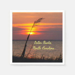 Guardanapo De Papel Outer Banks North Carolina Beach Sunset Orange Sky