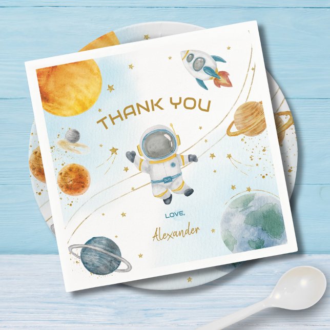 Guardanapo De Papel Outer Space Astronaut Birthday Thank You (Criador carregado)
