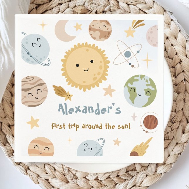 Guardanapo De Papel Outer Space Birthday First Trip Birthday Paper (Criador carregado)