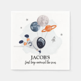 Guardanapo De Papel Outer Space Boy 1rua viajando ao redor do Sol Aniv