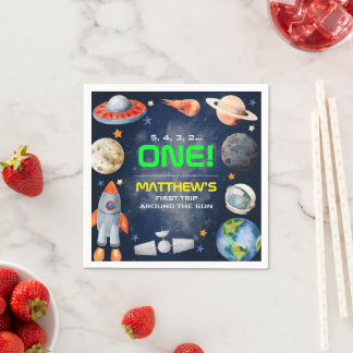 Guardanapo De Papel Outer Space First Birthday