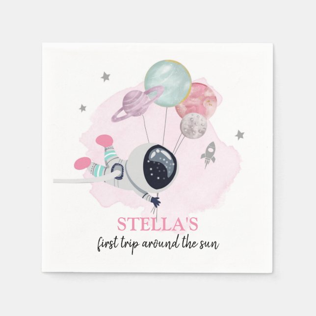 Guardanapo De Papel Outer Space Girl 1rua viajando ao redor do Sol Ani (Frente)