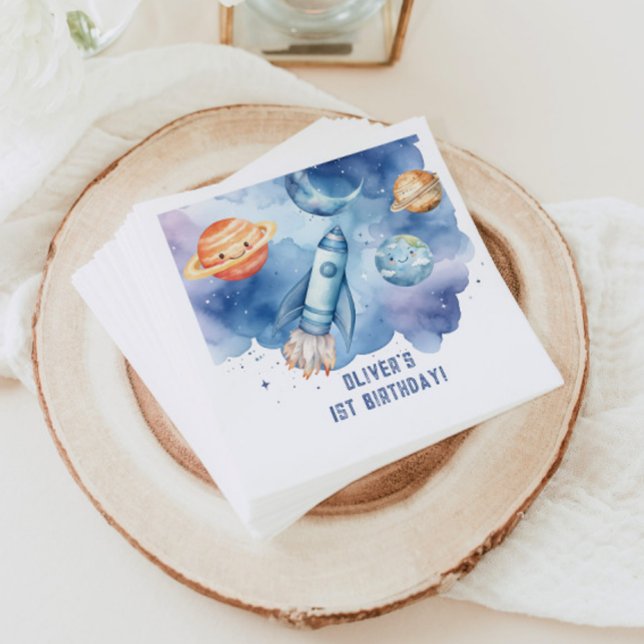 Guardanapo De Papel Outer Space Primeira Viagem em torno do aniversári (Criador carregado)