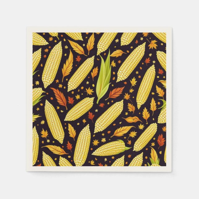 Guardanapo De Papel outono do Dia de Colheita de Padrões do Milho (Frente)