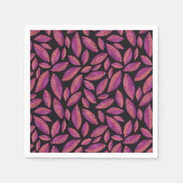 Guardanapo De Papel outono do outono deixa púrpura e padrão preto