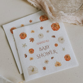Guardanapo De Papel Outono Neutro de Abóbora Floral de Bebê Shower