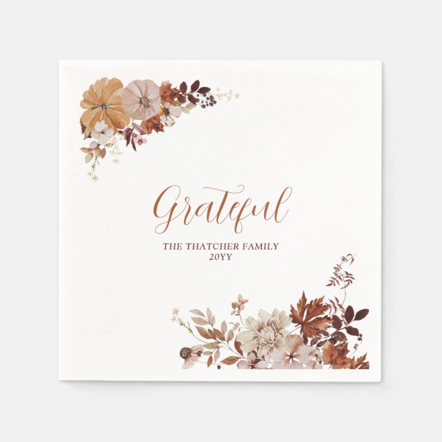 Guardanapo De Papel Outono/outono Amigos dando /Obrigados dando Janto (Frente)