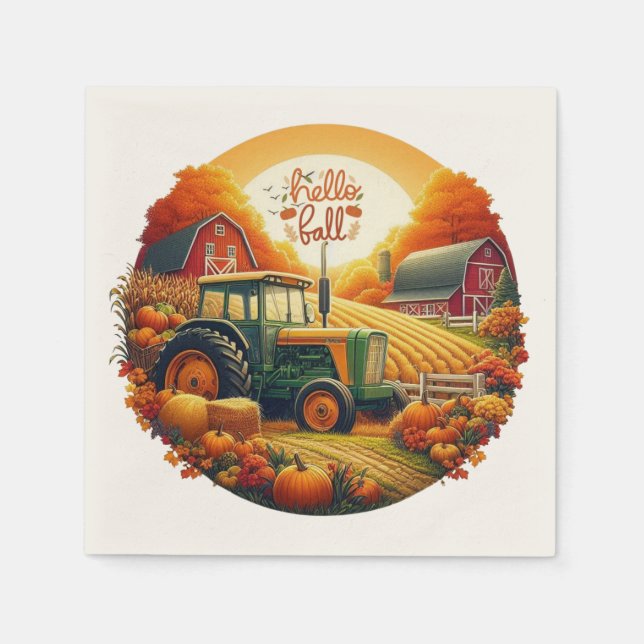 Guardanapo De Papel outono russo/vintage na fazenda (Frente)