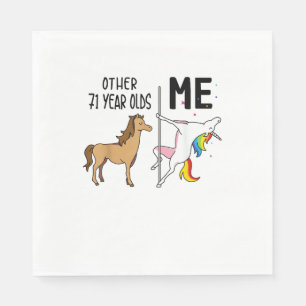 Guardanapo De Papel Outros Velhos De 71 Anos Do Unicorn Aniversário E