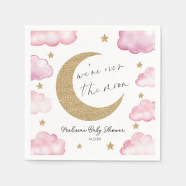 Guardanapo De Papel Over The Moon Celestial Pink Clouds Baby Shower