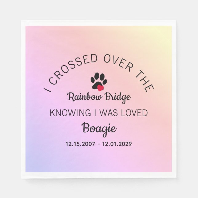 Guardanapo De Papel Over The Rainbow Bridge Custom Pet Memorial (Frente)