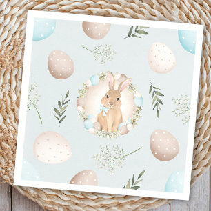 Guardanapo De Papel Ovos de Páscoa e Pastel Azul Primavera Coelho