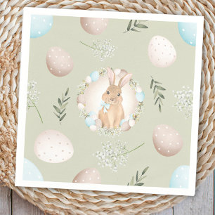 Guardanapo De Papel Ovos de Páscoa e Pastel Verde de Primavera Coelho