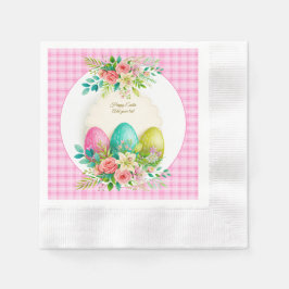 Guardanapo De Papel Ovos de Páscoa Florais & Rosas Cor-de-Rosa em Aqua
