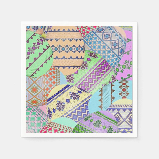 Guardanapo De Papel Ovos de Páscoa Ucranianos (Pysanky) Papel Nápoles (Frente)