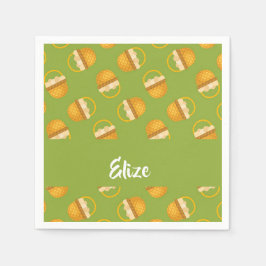 Guardanapo De Papel Ovos em cesto castanho em verde