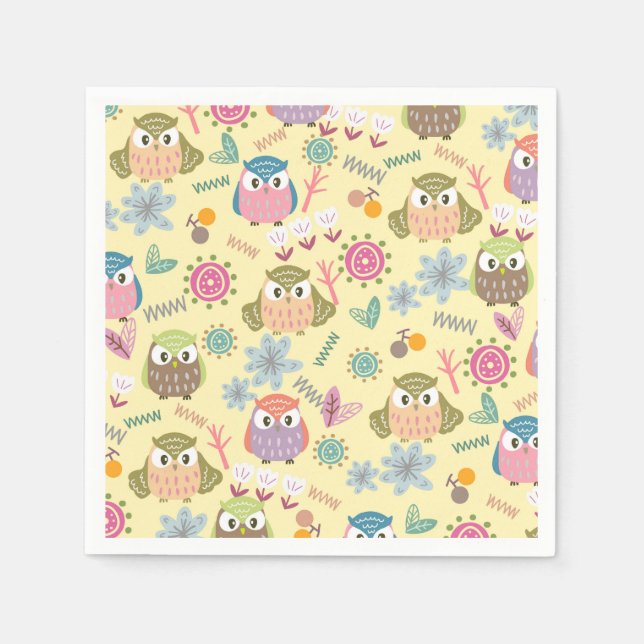 Guardanapo De Papel Owl Cream Napkins (Frente)