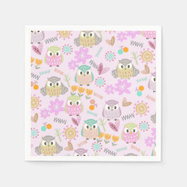 Guardanapo De Papel Owl Pastel Pink  