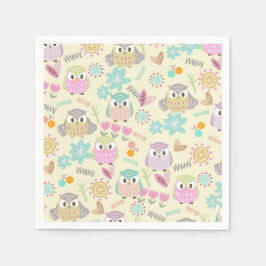 Guardanapo De Papel Owl Pastel Yellow  