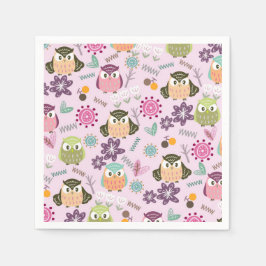 Guardanapo De Papel Owl Pink Napkins