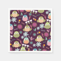 Owl Purple Napkins