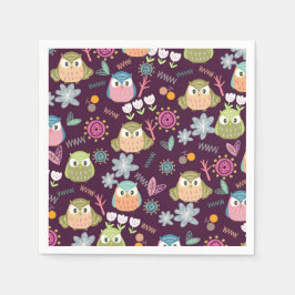 Guardanapo De Papel Owl Purple Napkins