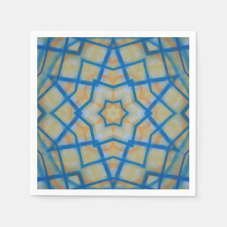 Guardanapo De Papel P25C Azul Amarelo Colorido Mandala Abstrato Único
