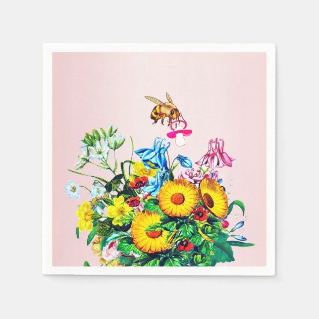 Guardanapo De Papel Pacificador Floral Rosa Chá de fraldas (Frente)