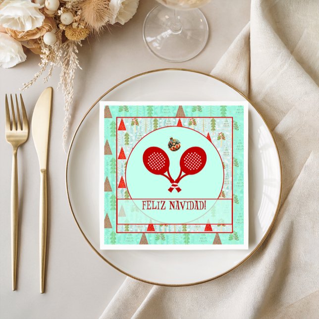 Guardanapo De Papel Padel Cocktail Napkin – A Padel Retro Christmas (Bright, Unique & Charming Padel-inspired party collections to enhance your Christmas celebrations!)