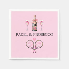 GUARDANAPO DE PAPEL PADEL NAPKIN: PADEL & PROSECCO CLASSIC PINK-BLACK