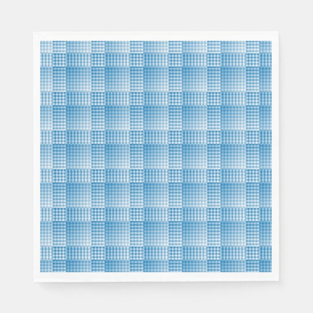 Guardanapo De Papel Padrão Abstrato Xadrez Branco Azul (Frente)
