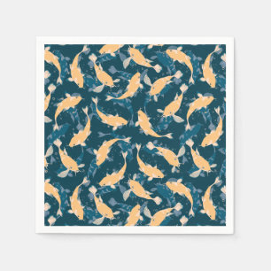Guardanapo De Papel Padrão Amarelo e Azul - Peixe Koi