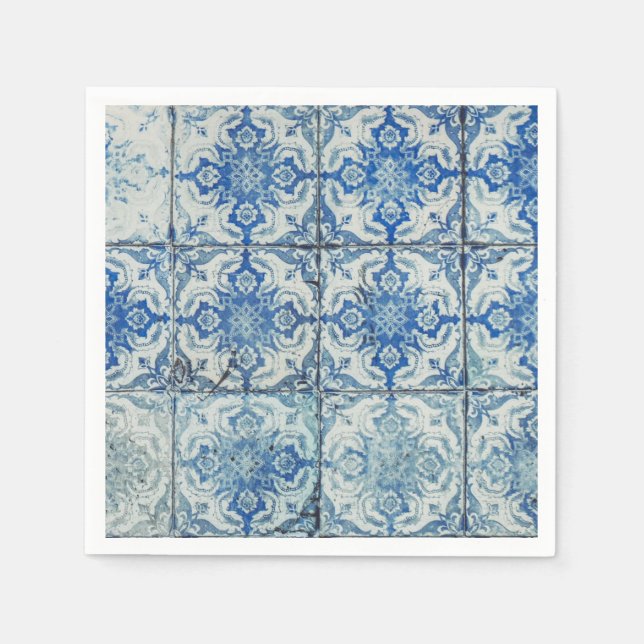 Guardanapo De Papel Padrão Antiquado de Azulejos Portugueses - Azulejo (Frente)