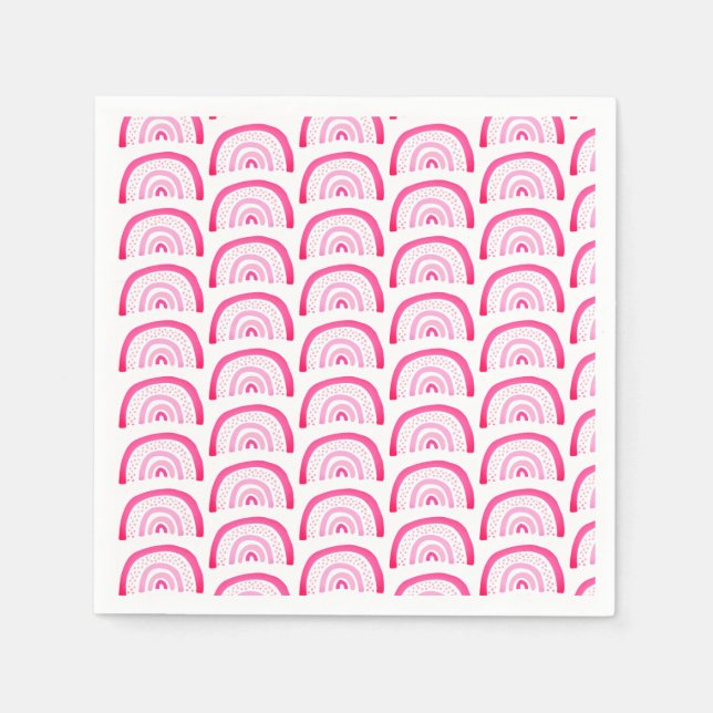 Guardanapo De Papel Padrão Arco-íris Rosa Brilhante (Frente)
