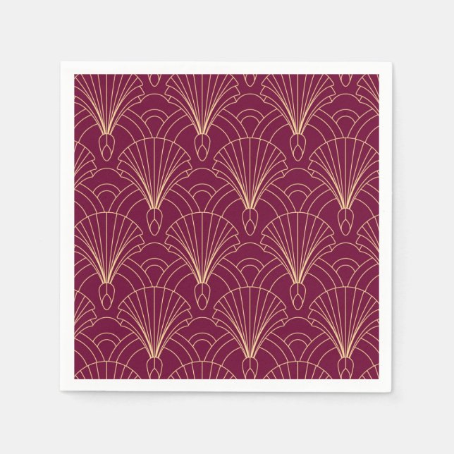 Guardanapo De Papel padrão Art Deco com motivos de leque geométricos d (Frente)