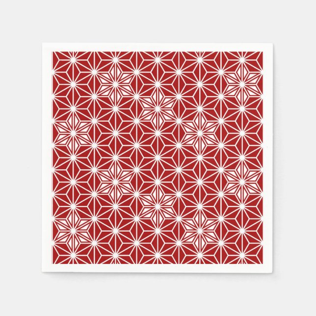Guardanapo De Papel Padrão Asanoha japonês - vermelho escuro (Frente)