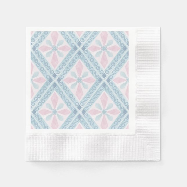 Guardanapo De Papel padrão azul em forma de diamante (Frente)