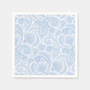 Guardanapo De Papel Padrão azul esbranquiçado de paisley