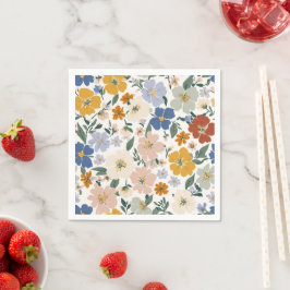 Guardanapo De Papel Padrão Boho de Prado de Flores Silvestres