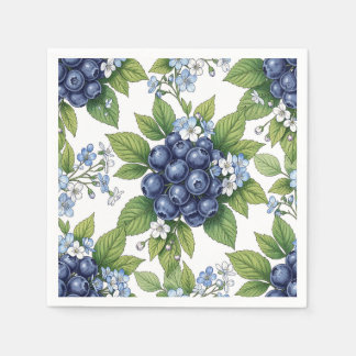 Guardanapo De Papel Padrão Botânico de Flor de Mirtilo Vintage