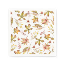 Padrão Botânico de Outono em Aquarela Boho Festa