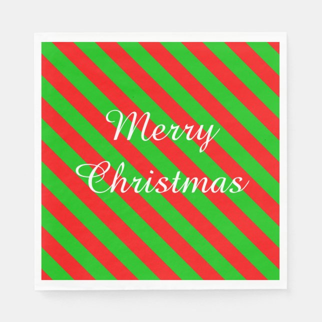 Guardanapo De Papel Padrão branco de Natal Napkin/Verde e Vermelho (Frente)